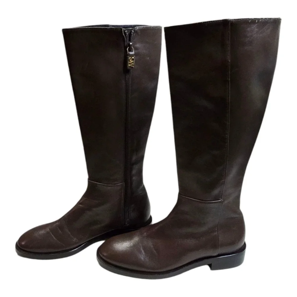 Stuart Weitzman Keelan Zip LEATHER Boot Style Color Walnut brown Sz 5.5‎ new